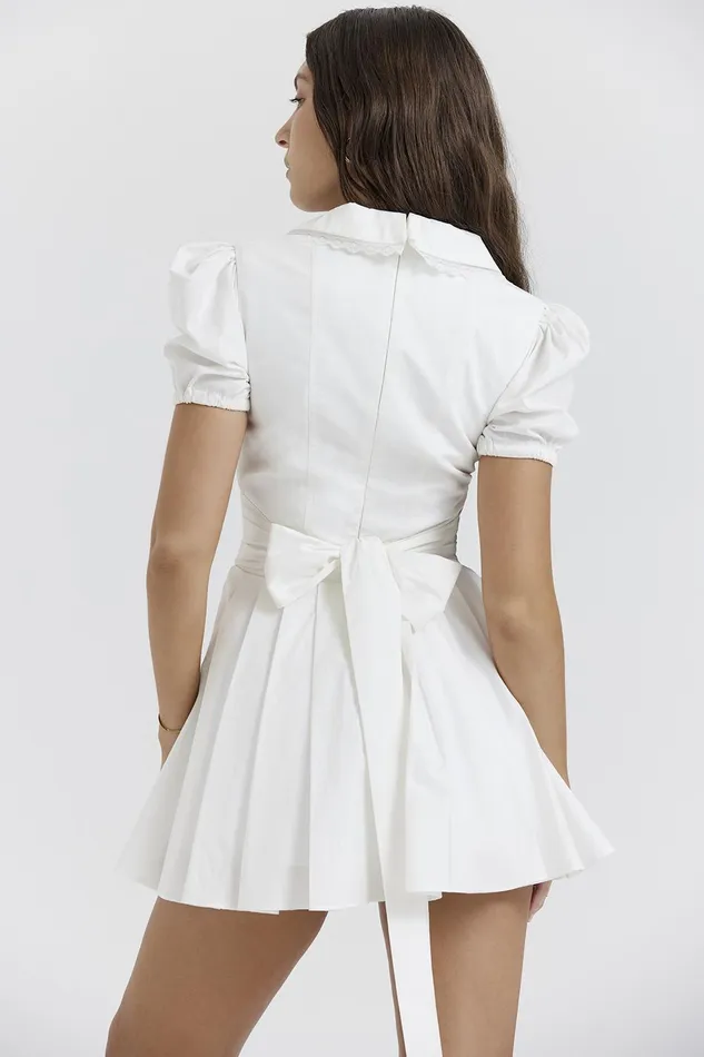 House Of CB PieraWhite Pleated Mini Dress White Women Mini Dresses