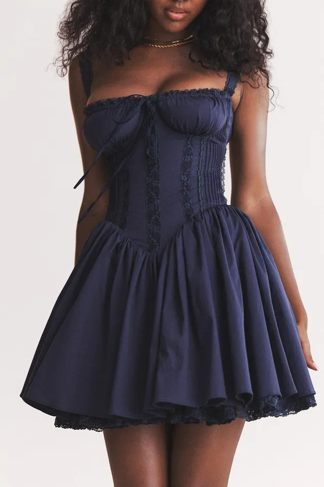 House Of CB PietraFrench Navy Corset Mini Dress French Women Corset Dresses