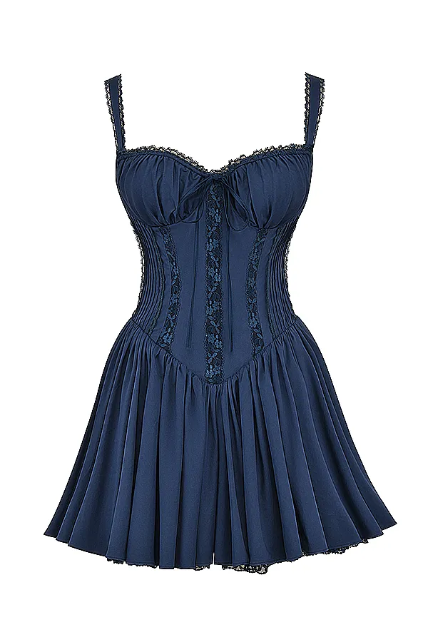 House Of CB PietraFrench Navy Corset Mini Dress French Women Corset Dresses