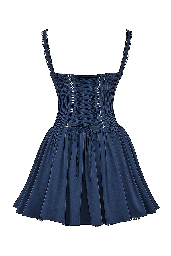 House Of CB PietraFrench Navy Corset Mini Dress French Women Corset Dresses