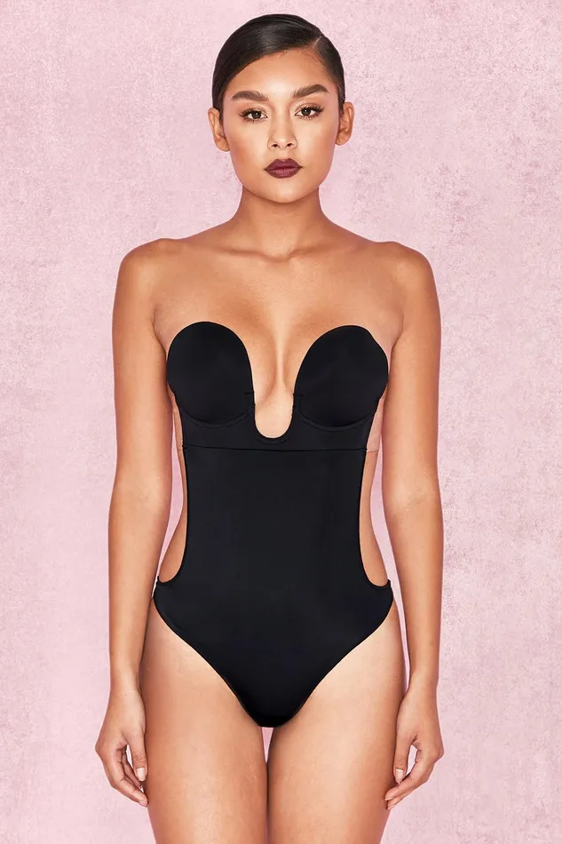 House Of CB Plunge Self Adhesive Backless Bodysuit 8211 Black Women