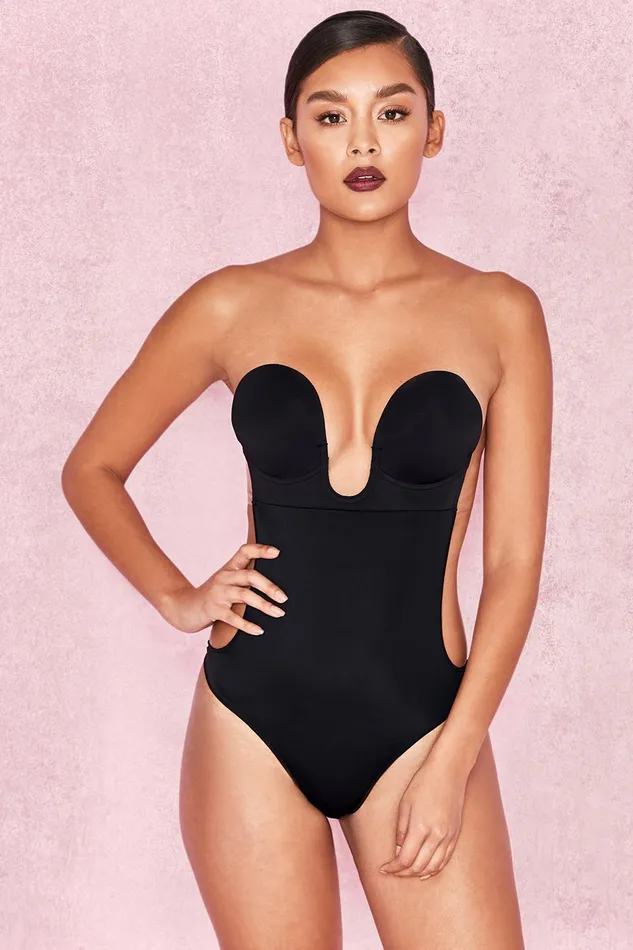 House Of CB Plunge Self Adhesive Backless Bodysuit 8211 Black Women