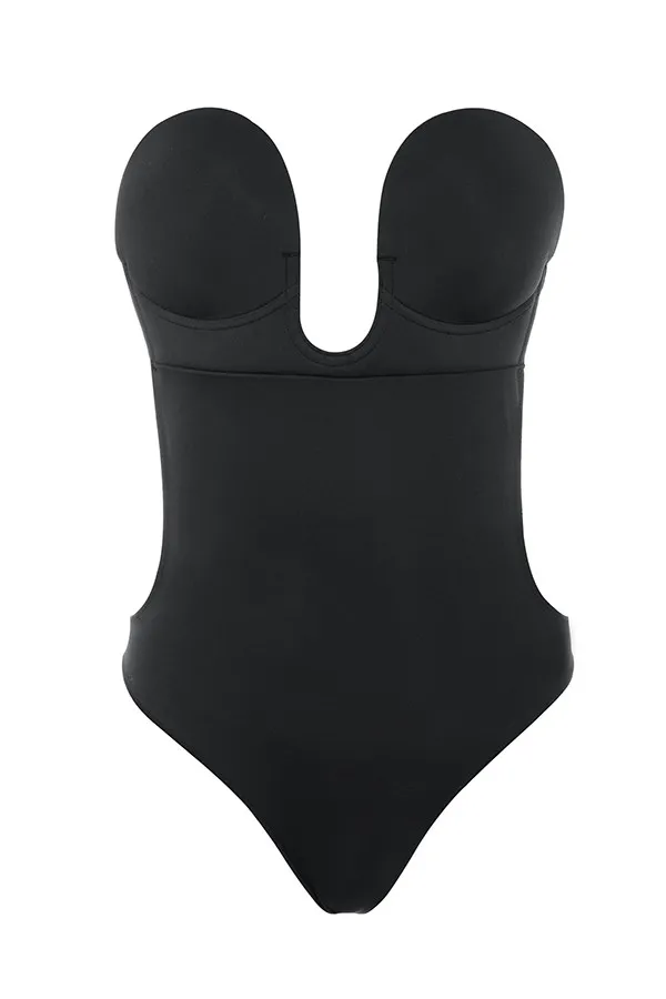 House Of CB Plunge Self Adhesive Backless Bodysuit 8211 Black Women