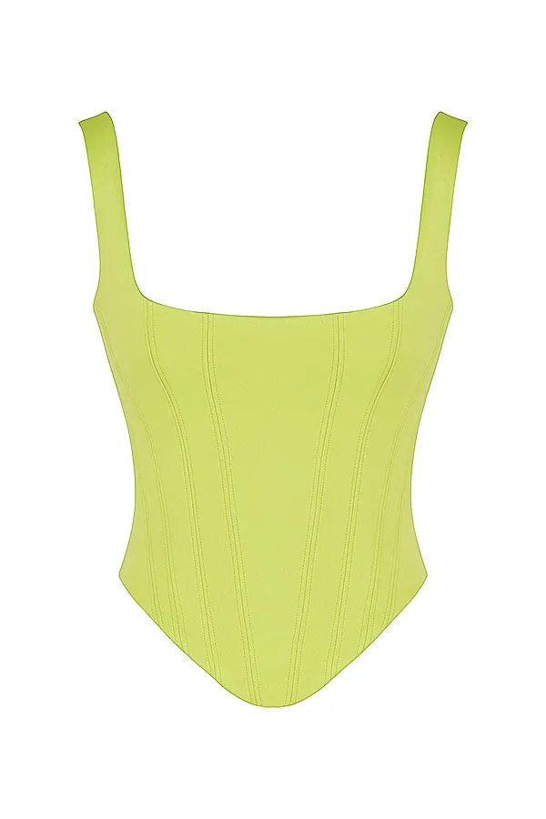 House Of CB RafaLime Satin Longline Corset Lime Women Corsets