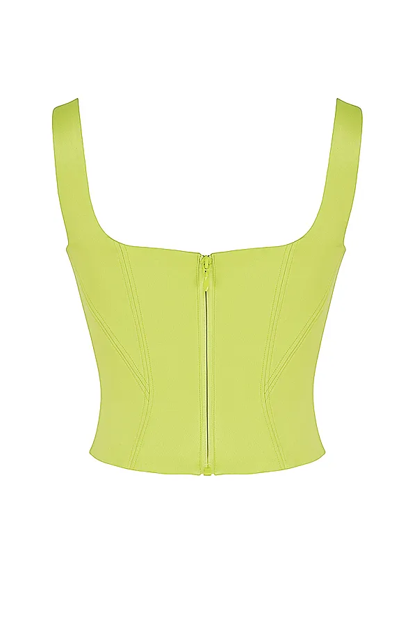 House Of CB RafaLime Satin Longline Corset Lime Women Corsets