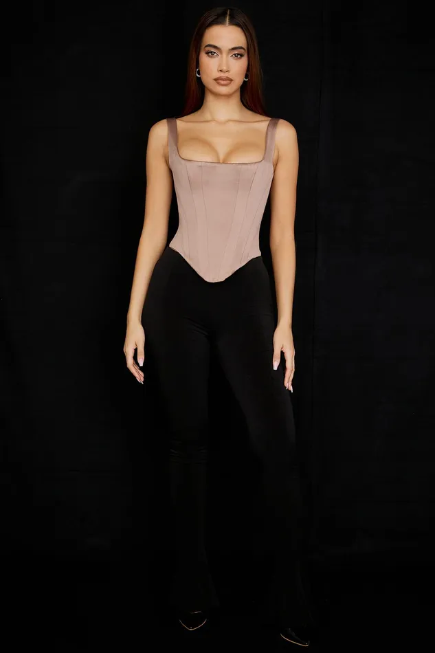 House Of CB RafaStone Satin Longline Corset Stone Women Corsets