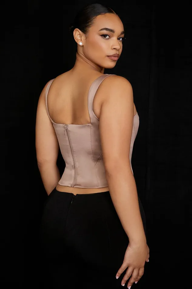 House Of CB RafaStone Satin Longline Corset Stone Women Corsets