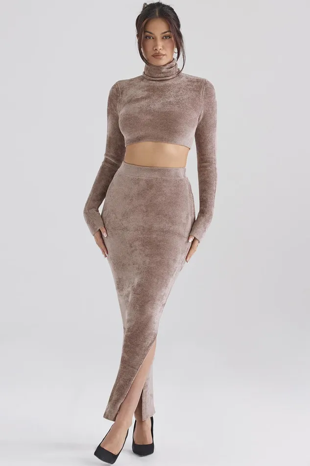 House Of CB ReneRose Chenille Maxi Skirt 8211 SALE Rose Women Skirts