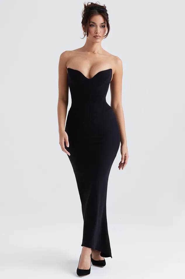 House Of CB SabineBlack Strapless Corset Dress Black Women Bodycon Dresses