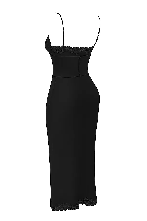 House Of CB SalmaBlack Satin Slip Dress 8211 SALE Black Women Corset Dresses