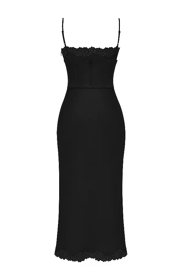 House Of CB SalmaBlack Satin Slip Dress 8211 SALE Black Women Corset Dresses