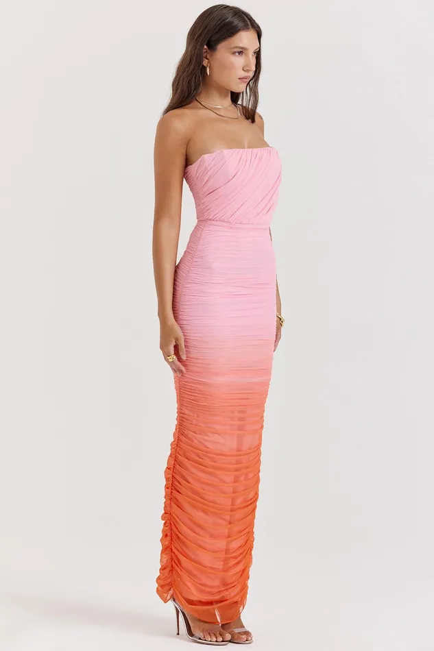 House Of CB SapphireOmbre Gathered Maxi Dress Ombre Women Maxi Dresses