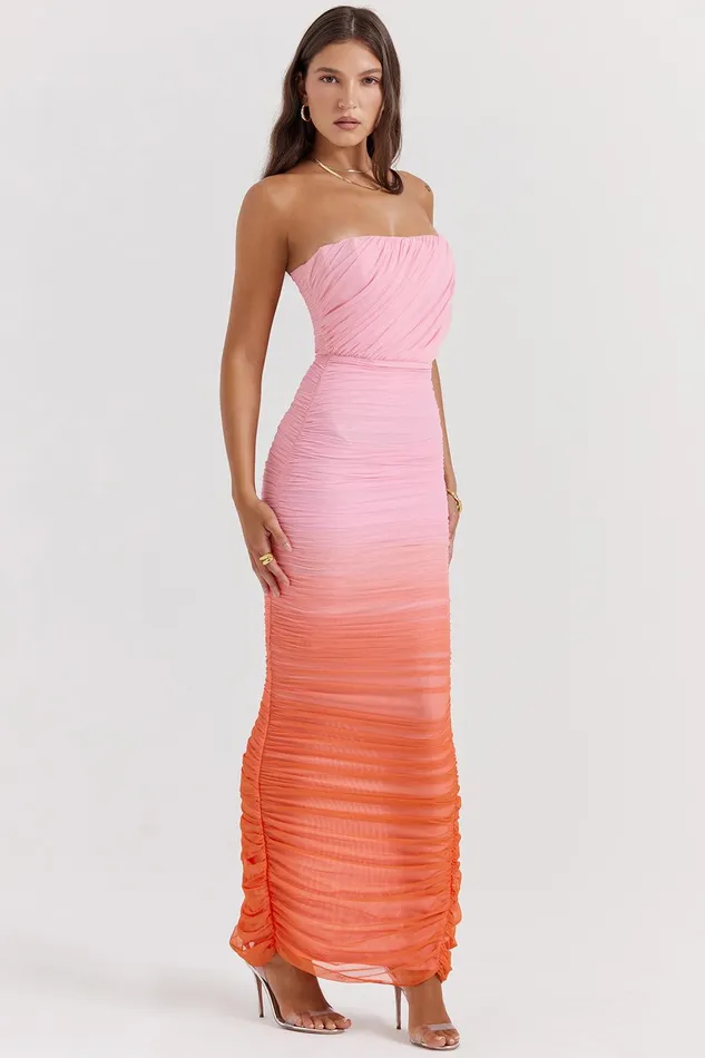 House Of CB SapphireOmbre Gathered Maxi Dress Ombre Women Maxi Dresses
