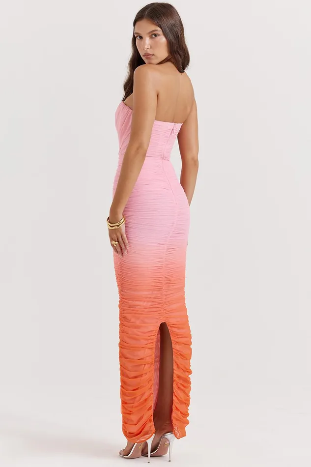 House Of CB SapphireOmbre Gathered Maxi Dress Ombre Women Maxi Dresses