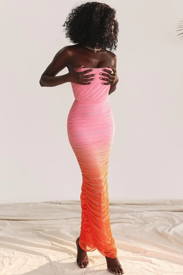 House Of CB SapphireOmbre Gathered Maxi Dress Ombre Women Maxi Dresses