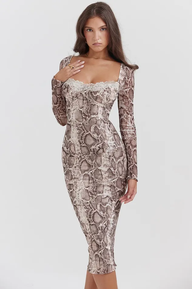 House Of CB SeraphinaSnake Print Corset Dress 8211 SALE Snake Women Corset Dresses