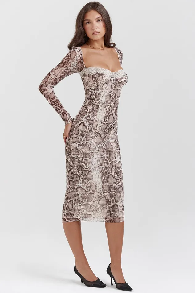 House Of CB SeraphinaSnake Print Corset Dress 8211 SALE Snake Women Corset Dresses