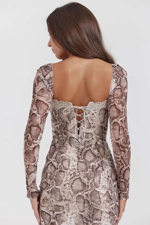House Of CB SeraphinaSnake Print Corset Dress 8211 SALE Snake Women Corset Dresses