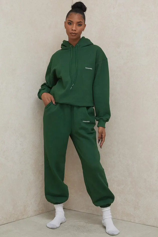 House Of CB SkyGreen Fleece Back Jogging Trousers Green Women Sweats