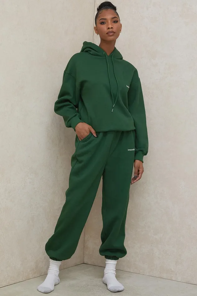 House Of CB SkyGreen Fleece Back Jogging Trousers Green Women Sweats