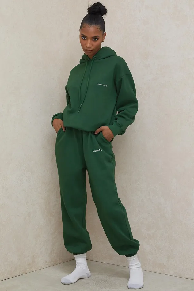 House Of CB SkyGreen Fleece Back Jogging Trousers Green Women Sweats