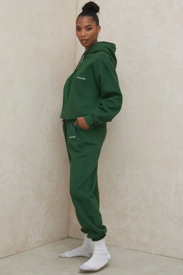 House Of CB SkyGreen Fleece Back Jogging Trousers Green Women Sweats