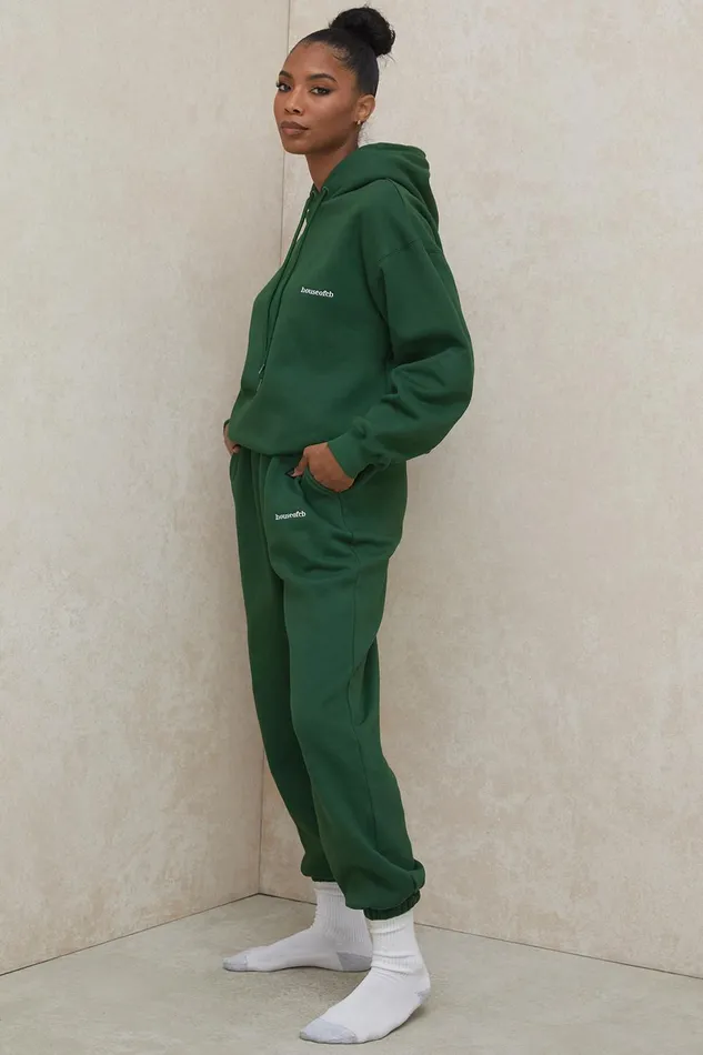 House Of CB SkyGreen Fleece Back Jogging Trousers Green Women Sweats