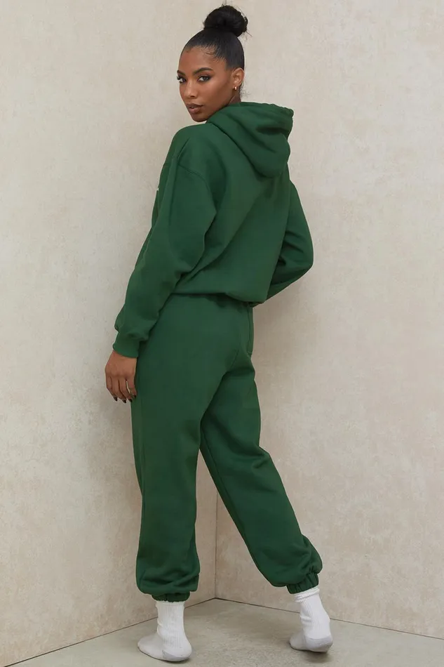 House Of CB SkyGreen Fleece Back Jogging Trousers Green Women Sweats