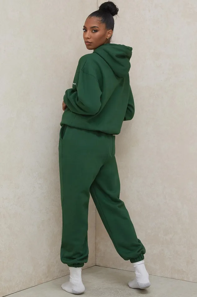 House Of CB SkyGreen Fleece Back Jogging Trousers Green Women Sweats