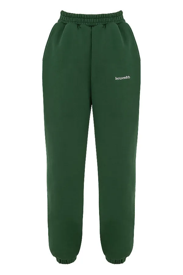 House Of CB SkyGreen Fleece Back Jogging Trousers Green Women Sweats
