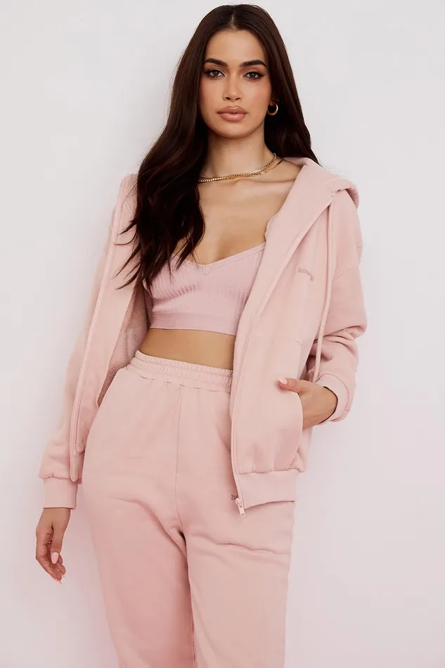 House Of CB StormBlush Blush Zip Through Hoodie Blush Women Outerwear