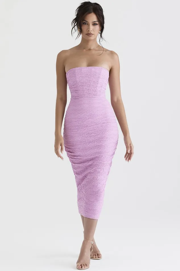 House Of CB TanaPink Strapless Corset Midi Dress 8211 SALE Pink Women Bodycon Dresses