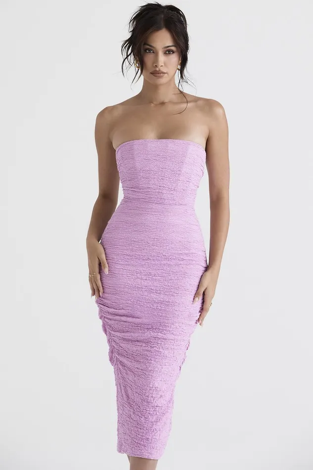 House Of CB TanaPink Strapless Corset Midi Dress 8211 SALE Pink Women Bodycon Dresses