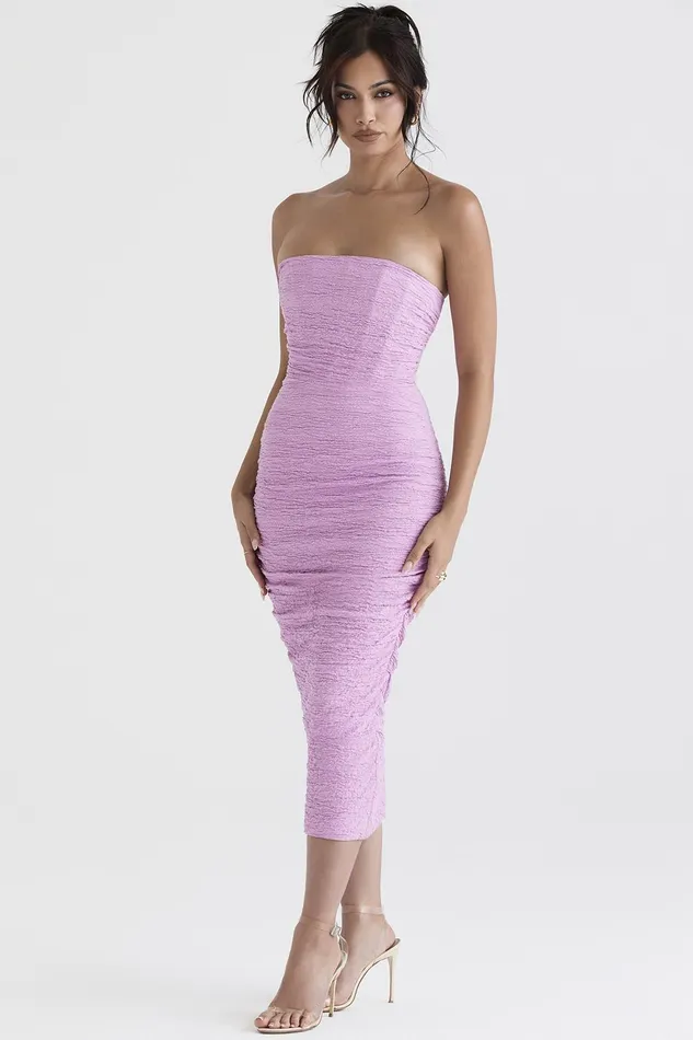 House Of CB TanaPink Strapless Corset Midi Dress 8211 SALE Pink Women Bodycon Dresses