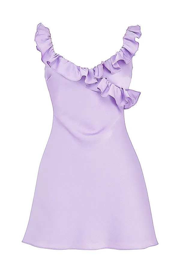 House Of CB TinkOrchid Satin Ruffle Mini Dress Orchid Women Mini Dresses