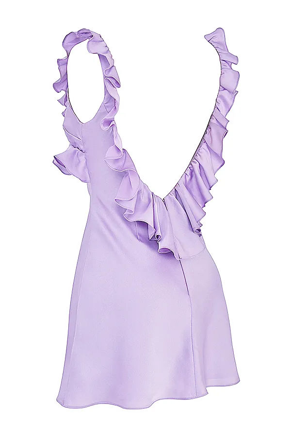 House Of CB TinkOrchid Satin Ruffle Mini Dress Orchid Women Mini Dresses