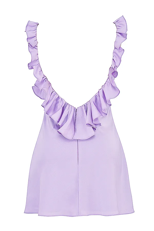 House Of CB TinkOrchid Satin Ruffle Mini Dress Orchid Women Mini Dresses