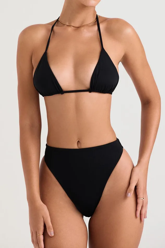 House Of CB TropezBlack Halter Neck Bikini Top Black Women