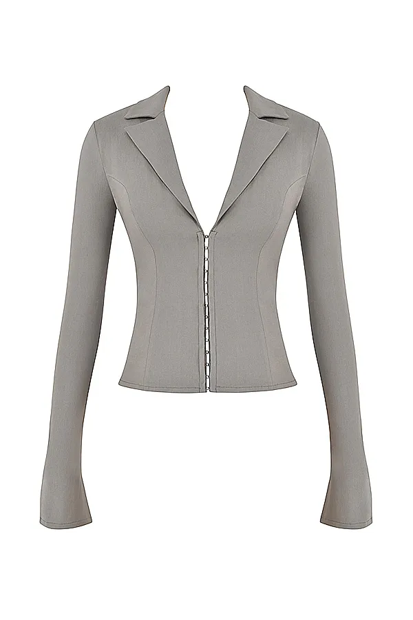 House Of CB ZakiraSmoke Fitted Shirt 8211 SALE Smoke Women Tops