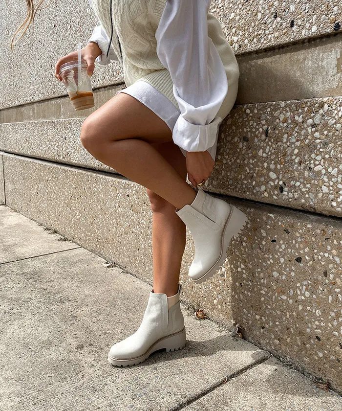Huey H2O Boots Off White Leather Women Dolce Vita Boots and Booties