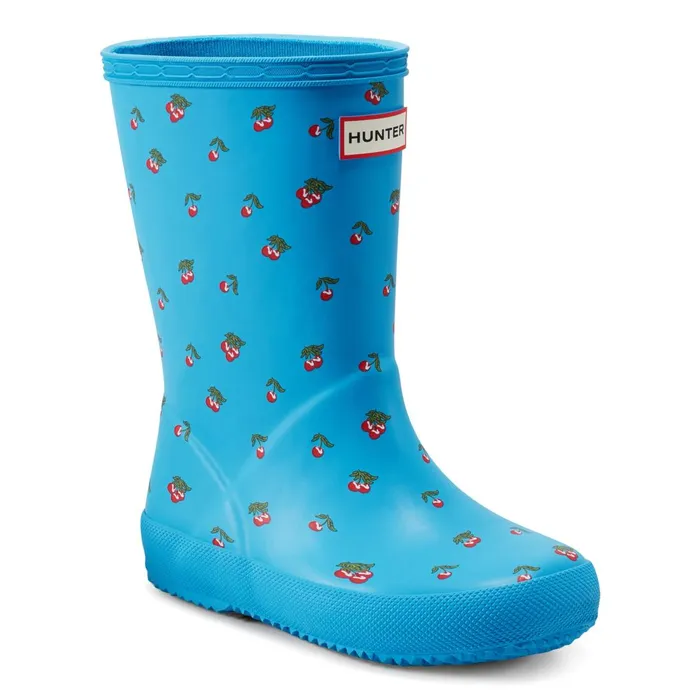 Hunter Boots Kids First Classic Rain Boots Blue Cherry Print Kids Toddler039s Rain Boots