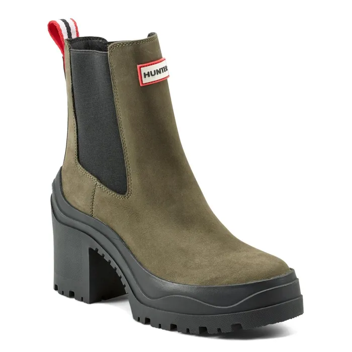 Hunter Boots Miana Heeled Waterproof Chelsea Boots Dark Green Women Short and Ankle Boots Hunter Boots Miana Heeled Waterproof Chelsea Boots Dark Green Women Short and Ankle Boots