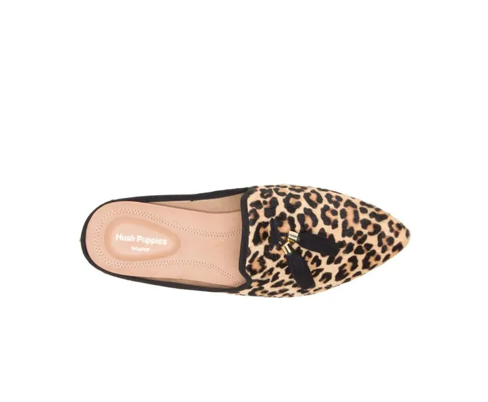 Hush Puppies Flats and SlipOns Women Sadie Tassel Mule Leopard Calf Hair