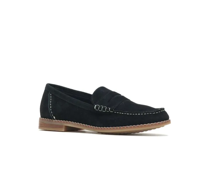 Hush Puppies Flats and SlipOns Women Wren Loafer Black Suede
