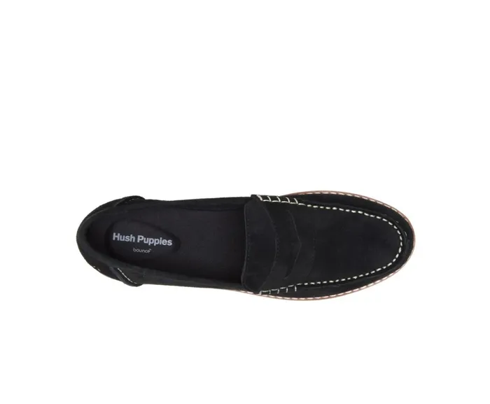 Hush Puppies Flats and SlipOns Women Wren Loafer Black Suede