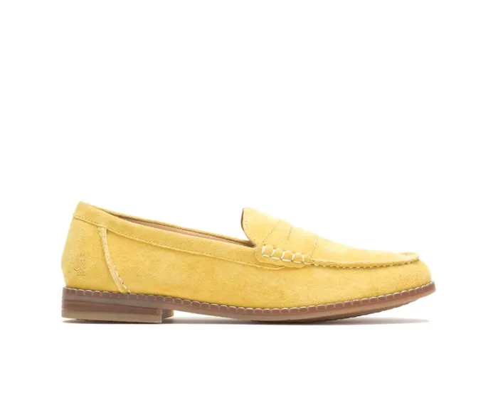 Hush Puppies Flats and SlipOns Women Wren Loafer Lemon Curry Suede
