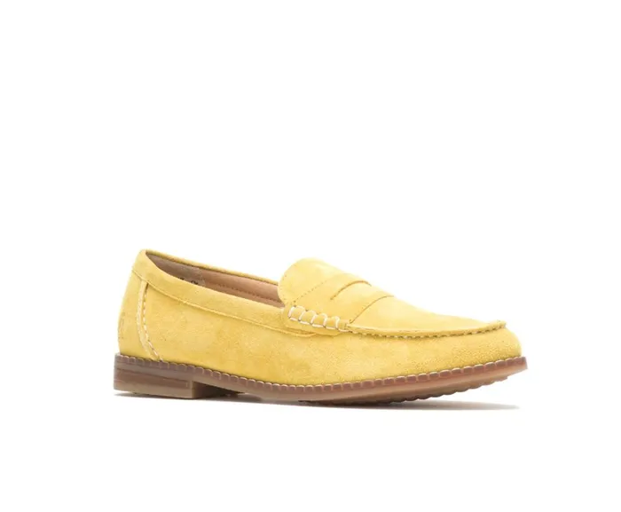 Hush Puppies Flats and SlipOns Women Wren Loafer Lemon Curry Suede