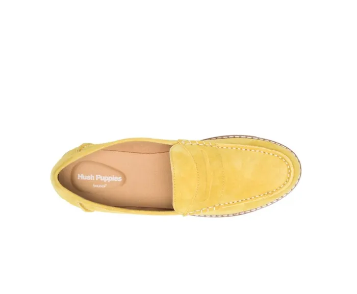 Hush Puppies Flats and SlipOns Women Wren Loafer Lemon Curry Suede