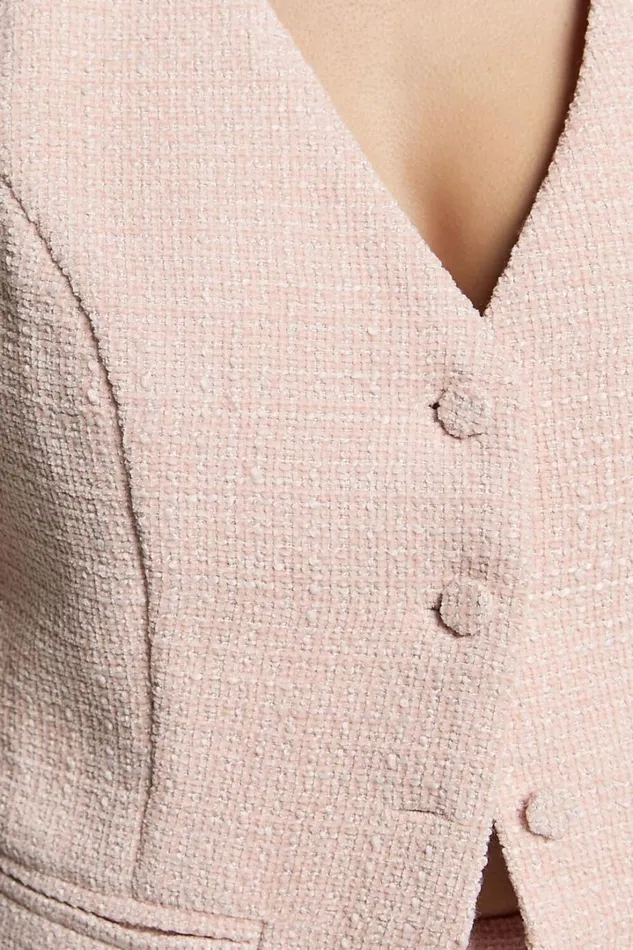 Iggy Vest 8211 Button Through Boucle Vest In Pink Women Showpo Tops