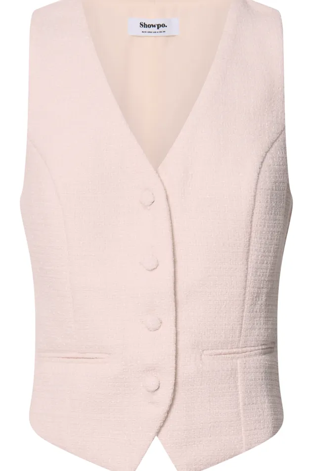 Iggy Vest 8211 Button Through Boucle Vest In Pink Women Showpo Tops